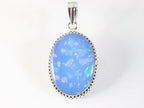 Bewerkte ovale zilveren hanger met Australische opaal afbeelding 4