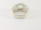Opengewerkte zilveren ring met aqua chalcedoon afbeelding 3