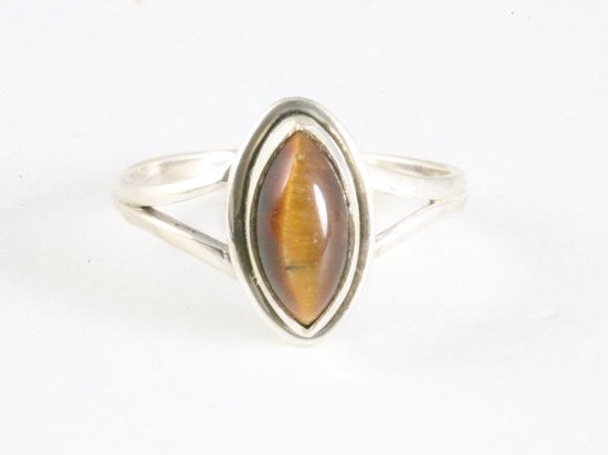 Fijne zilveren ring met tijgeroog afbeelding 4