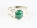 Opengewerkte zilveren ring met malachiet afbeelding 4