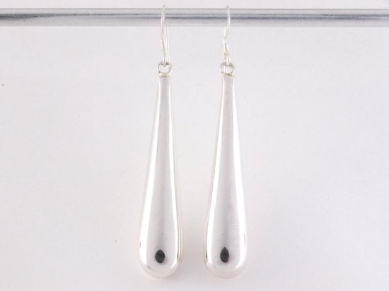Lange hoogglans zilveren pegel oorbellen afbeelding 4