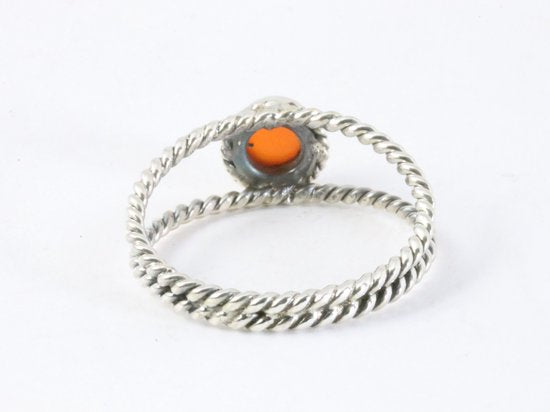 Opengewerkte zilveren ring met carneool afbeelding 3