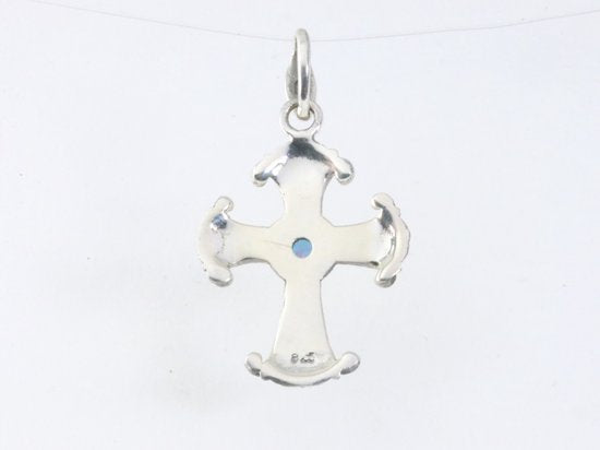 Traditionele bewerkte zilveren kruishanger met Australische opaal afbeelding 3