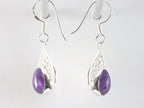 Opengewerkte zilveren oorbellen met amethist afbeelding 2