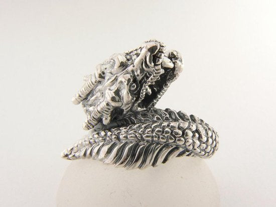 Zilveren draak ring afbeelding 1
