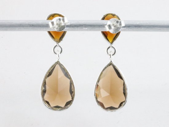 Zilveren oorstekers met rookkwarts afbeelding 3