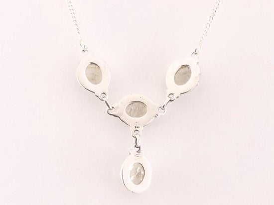 Bewerkte zilveren ketting met gouden rutielkwarts afbeelding 3