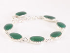 Bewerkte zilveren armband met groene agaat afbeelding 2