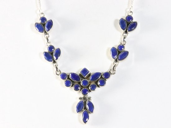 Zilveren collier met lapis lazuli stenen afbeelding 4