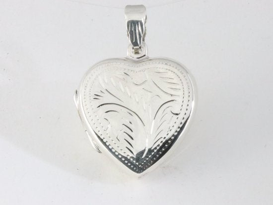 Fijn bewerkt hartvormig zilveren medaillon afbeelding 3