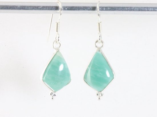 Fijne zilveren oorbellen met groene amazoniet afbeelding 3