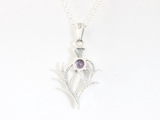 Zilveren hanger met amethist aan ketting afbeelding 3