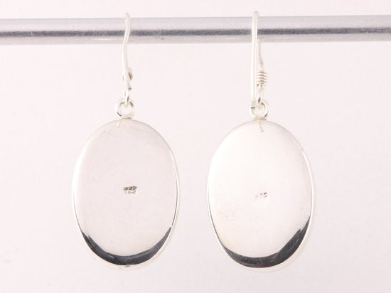 Ovale zilveren oorbellen met malachiet afbeelding 3