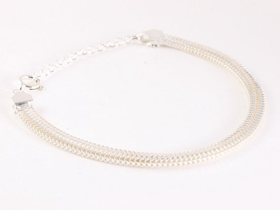 Fijne gevlochten zilveren armband afbeelding 2