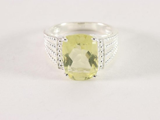 Opengewerkte zilveren ring met lemonkwarts afbeelding 3