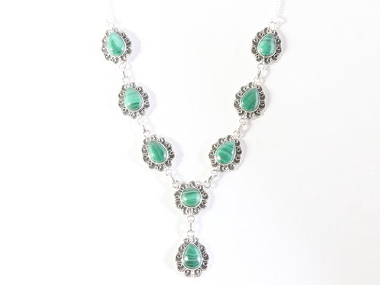 Bewerkte zilveren ketting met malachiet afbeelding 3