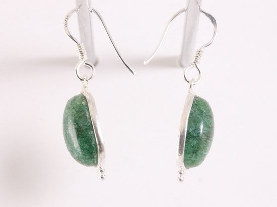 Zilveren oorbellen met jade afbeelding 2