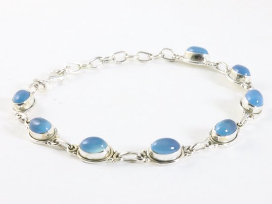 Zilveren armband met blauwe chalcedoon afbeelding 2