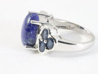 Hoogglans zilveren ring met lapis lazuli en blauwe saffier afbeelding 2