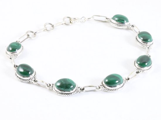 Bewerkte zilveren armband met malachiet afbeelding 2