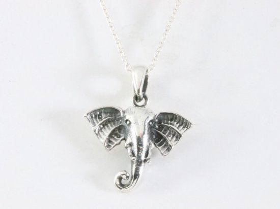 Zilveren olifant hanger aan ketting afbeelding 4