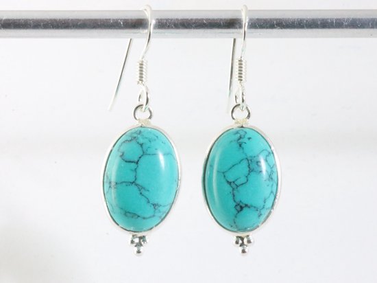 Fijne zilveren oorbellen met turkoois afbeelding 4