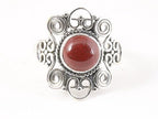 Opengewerkte zilveren ring met rode jaspis afbeelding 4