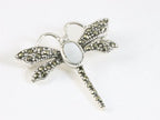 Zilveren libelle broche met parelmoer afbeelding 1
