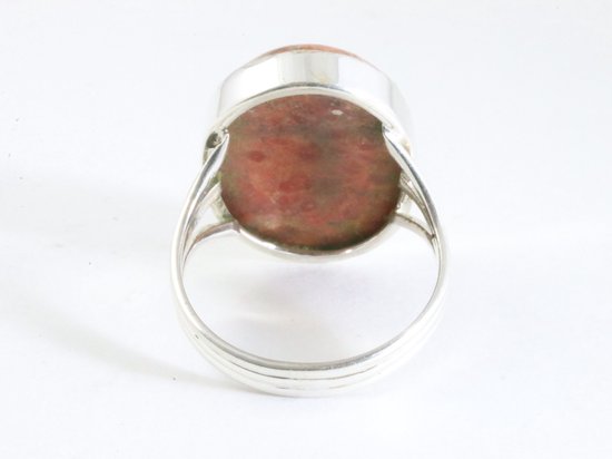 Grote ovale zilveren ring met rode turkoois afbeelding 3