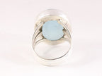 Grote ovale zilveren ring met blauwe chalcedoon afbeelding 3