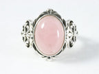 Zware bewerkte zilveren ring met rozenkwarts afbeelding 4