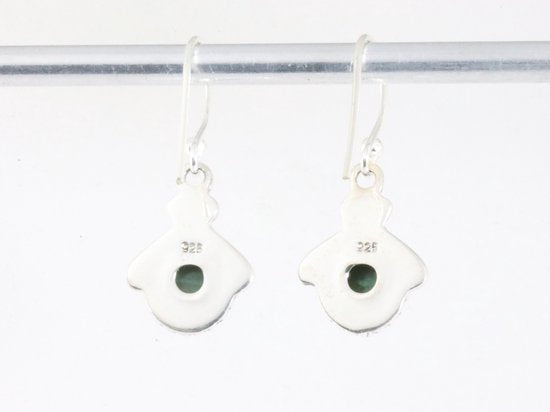Fijne bewerkte zilveren oorbellen met malachiet afbeelding 2