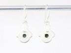 Fijne bewerkte zilveren oorbellen met malachiet afbeelding 2