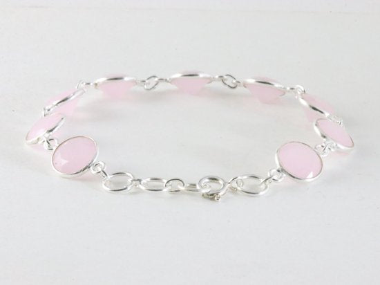 Zilveren armband met rozenkwarts afbeelding 3