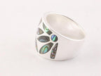 Zware zilveren ring met abalone schelp afbeelding 3