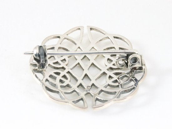 Opengewerkte zilveren Keltische knoop broche afbeelding 3