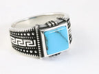 Bewerkte zilveren ring met blauwe turkoois afbeelding 1