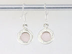 Fijne ronde zilveren oorbellen met rozenkwarts afbeelding 2