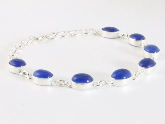 Hoogglans zilveren armband met blauwe aventurijn afbeelding 2