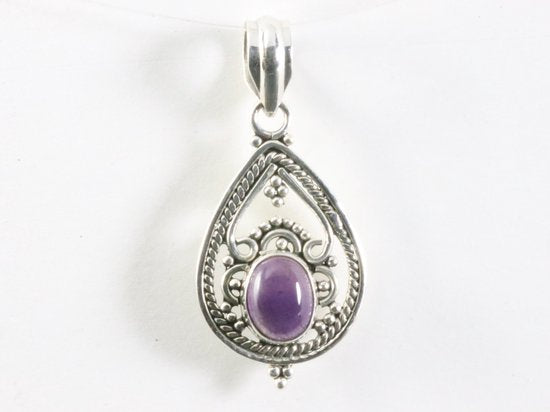 Opengewerkte zilveren hanger met amethist afbeelding 4