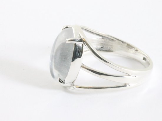 Opengewerkte zilveren ring met bergkristal afbeelding 2