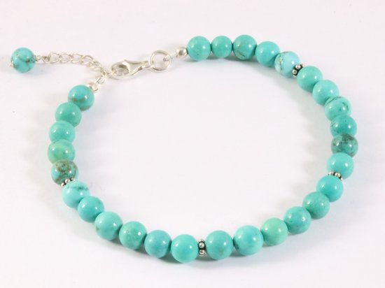 Armband van turkoois en zilveren kralen afbeelding 1