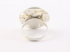Ronde opengewerkte zilveren ring met abalone schelp afbeelding 3
