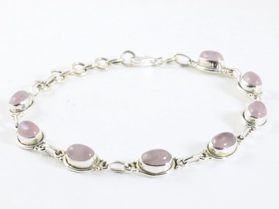 Zilveren armband met rozenkwarts afbeelding 2
