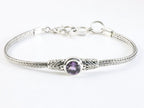 Traditionele zilveren snake armband met amethist afbeelding 1