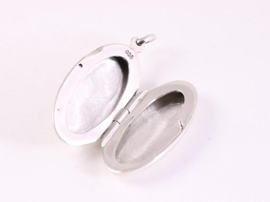 Hoogglans zilveren medaillon met parelmoer afbeelding 5