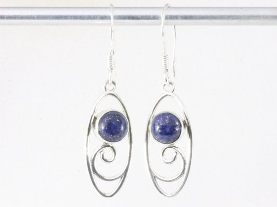 Opengewerkte zilveren oorbellen met lapis lazuli afbeelding 3