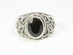 Bewerkte zilveren ring met onyx afbeelding 4