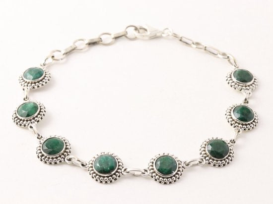 Bewerkte zilveren armband met smaragd afbeelding 1