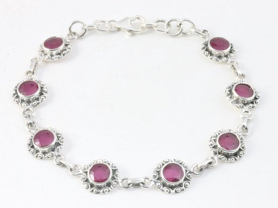 Bewerkte zilveren armband met blauwe saffier afbeelding 1